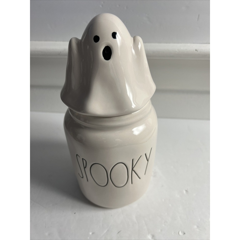Rae Dunn Artisan Collection Halloween Spooky Figural Ghost Canister with Lid